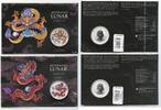 Anlagemünzen 2024 Australia Lunar Dragon 9-Coin Set 1 oz Silver Colorized + Cards - L919 -