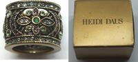 Sonstiges Bronze Heidi Daus / Brass Tone Swarovski Crystal Green Ring 6 1/2 Size - P03 -