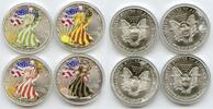 Anlagemünzen 2000 American Silver Eagle 4-Coin Set Four Seasons Colored Bullion - P40 -