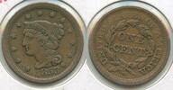 Large Cent 1853 USA Penny Copper Coin 1C - RK297 