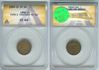 US Coins Indian Head Cent 1886 ANACS EF 45 Type 2 Feathers to CA'' Certified Coin RK965 -