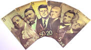 US Paper Money Concept Currency Art Set of (6) Notes US $1 to $100 Novelty 24K Gold Foil GFS09 -