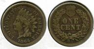 US Coins Indian Head Cent 1864 Penny - Copper-Nickel - Q65 -
