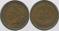 US Coins Indian Head Cent 1907 Penny - Philadelphia Mint - ST332 -