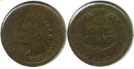 US Coins Indian Head Cent 1865 Penny - Plain 5 - Q38 -