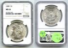 US Coins Dollar 1889 Morgan Silver NGC MS 63 Certified - Philadelphia Mint - R598 -