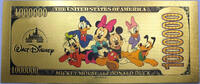 USA Banknoten Pluto Mickey Dog Disney $1000000 Note Novelty 24K Gold Foil Plated Bill -GFN55 -
