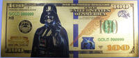 USA Banknoten Darth Vader Star Wars $100 Novelty 24K Gold Foil Plated Note Bill - GFN68 -