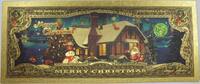 USA Banknoten $2 Gold Merry Christmas X-Mas Santa Holidays Foil Note Stocking Stuffer GFN87 -