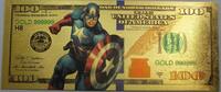 USA Banknoten $100 Captain America Marvel Comic Novelty 24K Gold Foil Plated Note Bill GFN57 -