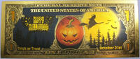 USA Banknoten Halloween Trick or Treat Spooky $1 Novelty 24K Gold Foil Plated Note Bill GFN89 -