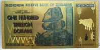 USA Banknoten 100 Trillion Zimbabwe Novelty 24K Gold Foil Plated Note Currency Africa GFN82 -