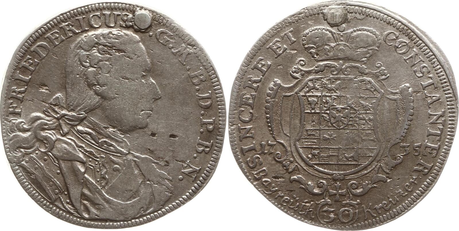 Brandenburg-Bayreuth, Markgrafschaft 30 Kreuzer (1/2 Gulden) 1735 ...