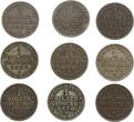 Preußen, Königreich Silbergroschen, 9 Stücke 1861 A - 1871 A Wilhelm I., 1861 - 1888, Jahrgangssammlung, 9 verschiedene Stücke VF-, sehr schön
