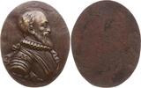 Einseitige hochovale Bronzegussmedaille o.J. (wohl 19. Jh.) Geharnischtes Brustbild mit Stehkragen einer unbekannten Persönlichkeit EF