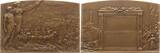 Frankreich, 3. Republik Jugendstil - Bronzeplakette o.J. (um 1910) v. Legastelois, Schlachtenszene: Kavallerie, Kriegsschiff, Flugzeug u. Zeppelin Selten, EF