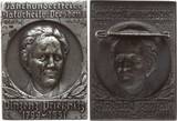 Sachsen, Stadt Dresden Einseitige versilberte Bronzeblechplakette 1935 Jahrhundertfeier Naturheilv. Dresden I., Vinzenz Prießnitz, 1799 - 1851 Seher selten, VF-EF, Tragespange