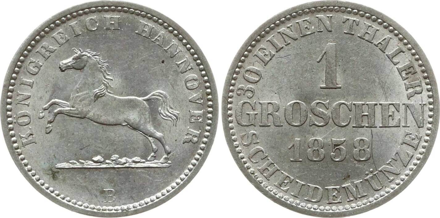 Hannover, Königreich 1 Groschen 1858 B Georg V., 1851 - 1866 AU, Kl. Kr ...