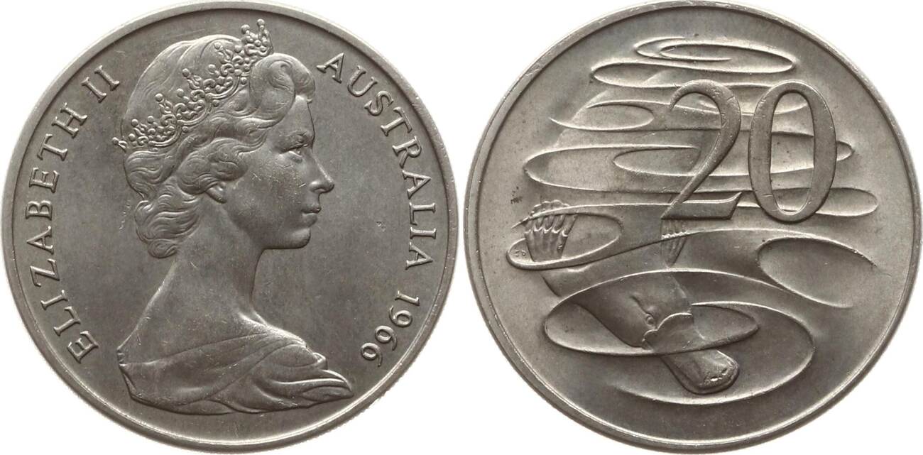 Australien 20 Cents 1966 Elisabeth II., 1952 - 2022 VF-EF | MA-Shops