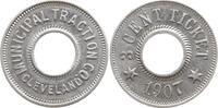 USA, Cleveland, Stadt 3 Cent Ticket Gelochte Aluminiummarke, Municipal Traction Co. -