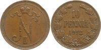Finnland 10 Penniä Nikolaus II. von Russland, 1894 - 1917 -