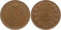 Finnland 10 Penniä Nikolaus II. von Russland, 1894 - 1917 -