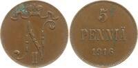 Finnland 5 Penniä Nikolaus II. von Russland, 1894 - 1917 -