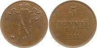 Finnland 5 Penniä Nikolaus II. von Russland, 1894 - 1917 -