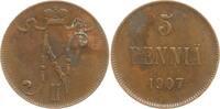 Finnland 5 Penniä Nikolaus II. von Russland, 1894 - 1917 -