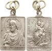 Skapulier - Anhänger Das heiligste Herz Jesu, Umschrift / Skapuliermadonna, REGINA SACRI SCAPULARIS -