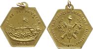 Frankreich, 2. Republik Kleine hexagonale Messingmedaille a.d. Februarrevolution in Paris, 22. 23. 24. FEVRIER 1848, Barrikade mit Fahne -