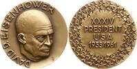 USA Große Bronzemedaille Signatur LJ, David D. Eisenhower / XXXIV President USA 1953-1961 -