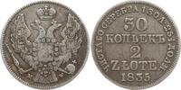 Russland 30 Kopeken / 2 Zlote Nikolaus I., 1825 - 1855, Warschau, Prägung für Polen -