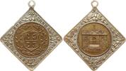 Böhmen Kleine tragbare teilversilberte Bronzeklippe Baustein zur Turnhalle Mariaschein (Wallfahrtsort), Ansicht der Turnhalle -