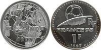1 Franc 1997 Frankreich, 5. Republik Fußball Weltmeisterschaft Frankreich 1998, Silber PP, min. angelaufen