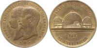 Frankreich, Kaiserreich Bronzemedaille Napoleon III., 1852 - 1870, Palais de L'Industrie, Innenansicht, Doppelportrait -