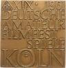 Köln, Stadt Einseitige Bronzeplakette von F. Hoffstätter, Bonn, Verband BDFA, XIX. Deutsche Amateur Filmfestspiele -