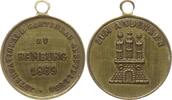 Hamburg, Stadt Tragbare kleine vergoldete Zinnmedaille Andenken an die Internationale Gartenbauausstellung -