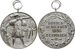Thüringen, Dermbach (Rhön) Tragbare versilberte Bronzemedaille v. Oertel, Berlin, Preismedaille Bundesschießen, Schütze vor Landschaft mit Burg -