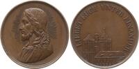 Kleine Bronzemedaille (Jeton) o.J. (19. Jh.) Schweiz - Genf v. Bovy, Jesusbüste n.l. / Kathedrale, LIEBET EUCH UNTER EINANDER Vorzüglich