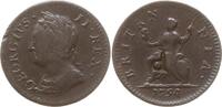 Farthing 1754 Großbritannien George II., 1727 - 1760, mit Gegenstempel P Schön - sehr schön