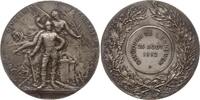 Frankreich, 3. Republik, Bretagne Versilberte Bronzemedaille von Dubois, Soldat vor Kriegsgerät darüber Siegesgöttin, Concours de Lesneven -