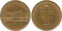 Kleine Messingmedaille 1855 Bayern, Königreich, Stadt München Maximilian II. Joseph, 1848-1864, Musikfest im Glaspalast, Gebäudeansicht, Harfe Se...