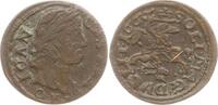 Polen, Königreich Cu Schilling Johann Casimir, 1649 - 1668, unter dem Reiter ein Hirsch -