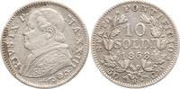 Vatikan 10 Soldi Pius IX., 1846 - 1878, An XXIII, großes R -