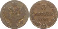 Polen unter Russland 3 Grosze Nikolaus I., 1825 - 1855, Warschau -