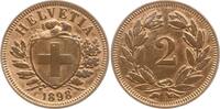 2 Rappen 1898 B Schweiz  Besser als sehr schön, etwas gereinigt