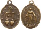 Spanien, Königreich ovale tragbare Medaille Wallfahrt, Marianische Congregation, 2 Herzen/Maria, 33 mm x 27 mm -