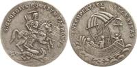 Ungarn Kleine Sankt Georgs Medaille Georg auf Pferd mit Lanze im Kampf mit dem Drachen / Segelschiff auf rauer See -