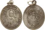 Böhmen Kleiner versilberter ovaler Wallfahrtsanhänger HL PRAGER JESUSKIND SEGNE UNS, 19 mm x 15 mm -